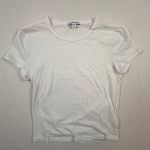 James Perse Standard White Cotton Spandex Crew Neck Short Sleeve Tee Size 0